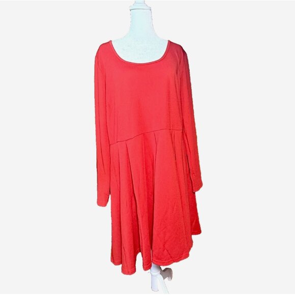 White Mark Red Fit & Flare Swing Dress Women’s 2XL Long Sleeve Scoop Neck - Picture 4 of 10